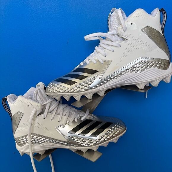 Adidas FREAK VON Mid Football Cleats White/Silver Mens Size 9.5-11 - Picture 1 of 7